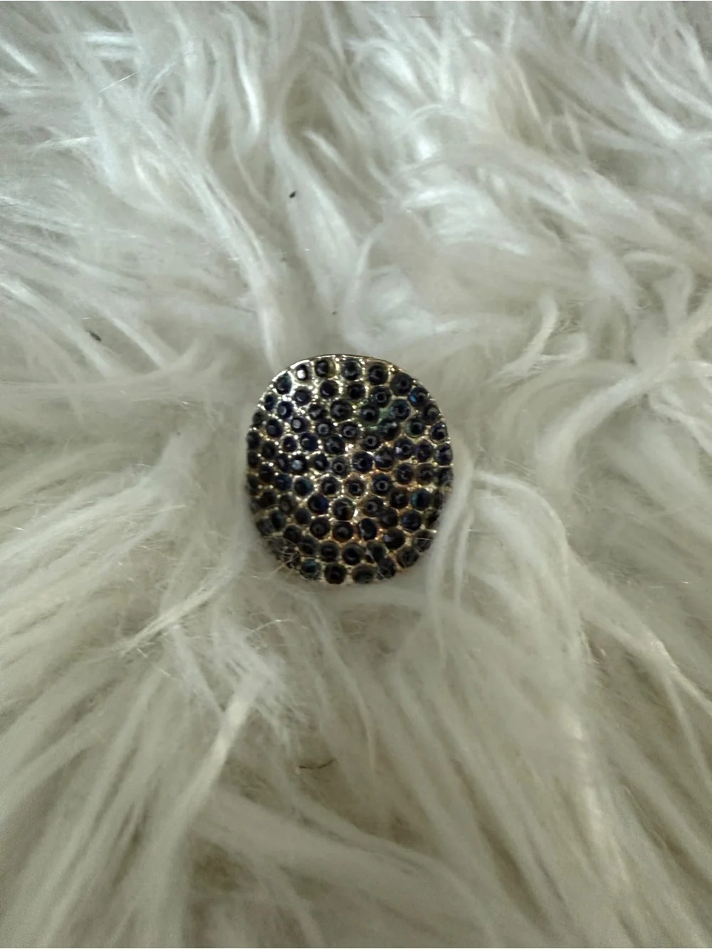 Source Unknown Round Ring with Black Crystals